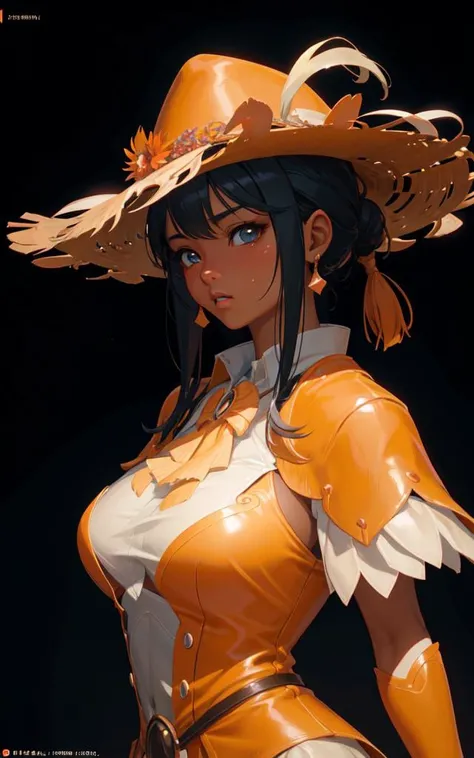 anime, tanned skin, medium of jeldan, a man in an orange outfit and a hat, 8k, unreal engine, octane render, by seunghee lee, Jang Tae-Hwan, Chocofing R, seungho lee, trending on pixiv, fanbox, skeb, masterpiece, smooth soft skin, big dreamy eyes, beautiful 
intricate colored hair, symmetrical, anime wide eyes, soft lighting, concept art, digital painting, <lora:jeldan:0.4>