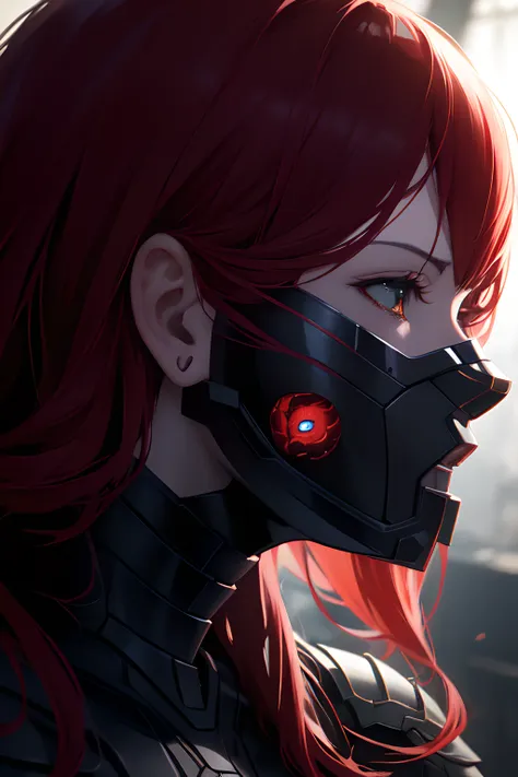 intricate details,anime poster, ((masterpiece,best quality)), ((cinematic light)), black widow, scary anime \(style\), detailed armor, detailed helmet,