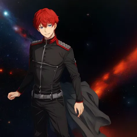 1boy, Kircheis, guy, red_hair, short_hair, solo, <lora:Kircheis:0.8> , full body shot, uniform, anime, anime movie poster, defined face, smile, galactic, space opera, epic, (masterpiece:1.2), (high quality:1.2), <lora:add_detail:0.5>