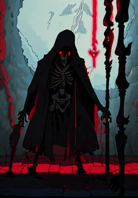 <lora:r1ge - AnimeRage:0.8> r1ge studio ghibli style full body shot, skeletal Shadowblade, dark robes, stealthy with glowing red lights in eye socket,
(masterpiece, best quality, high quality, highres, ultra-detailed), <lora:ghibli_style_offset:1> <lora:T2:0.75> skeleton