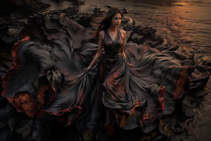 (8k, RAW photo, best quality,masterpiece:1.2),(realistic, photo-realistic:1.37),
1girl,long legs, full body,lava dress,simple background,ocean,
<lora:lavadress2:1> <lora:dressart_SDLife_Chiasedamme_v1.0:0.6> <lora:add_detail:0.3> <lora:more_details:0.3>