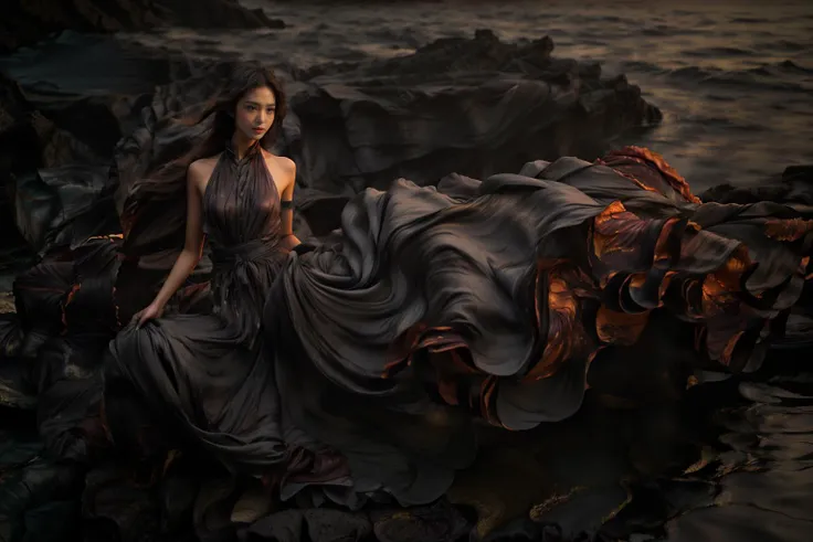 (8k, RAW photo, best quality,masterpiece:1.2),(realistic, photo-realistic:1.37),
1girl,long legs, full body,lava dress,simple background,ocean,
<lora:lavadress2:1> <lora:dressart_SDLife_Chiasedamme_v1.0:0.6> <lora:add_detail:0.3> <lora:more_details:0.3>