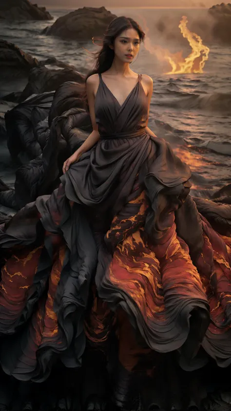 (8k, RAW photo, best quality,masterpiece:1.2),(realistic, photo-realistic:1.37),
1girl,long legs, full body,lava dress,simple background,ocean,
<lora:lavadress2:1> <lora:dressart_SDLife_Chiasedamme_v1.0:0.6>