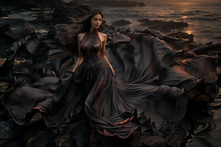 (8k, RAW photo, best quality,masterpiece:1.2),(realistic, photo-realistic:1.37),
1girl,long legs, full body,lava dress,simple background,ocean,
<lora:lavadress2:1> <lora:dressart_SDLife_Chiasedamme_v1.0:0.6> <lora:add_detail:0.3> <lora:more_details:0.3>