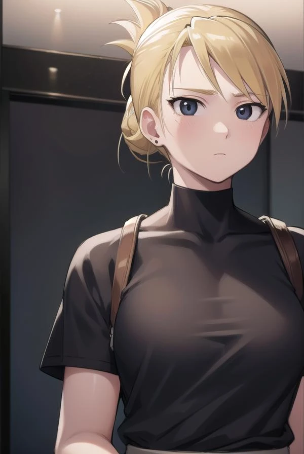 anime style, masterpiece, best quality, absurdres, vibrant colours, 1girl, beautiful face, realistic eyes, looking at viewer, [despair|scared], glory wall, through wall, stuck, and18, 1girl, android 18, solo, blonde hair, blue eyes, short hair, earrings, large breasts,NSFW,official art,extremely detailed CG unity 8k wallpaper, perfect lighting, (masterpiece:1.0),(best_quality:1.0), ultra high res,4K,ultra-detailed, photography, 8K, HDR, highres, absurdres:1.2, Kodak portra 400, film grain, blurry background, bokeh:1.2, lens flare, (vibrant_color:1.2),(beautiful_face:1.5),(narrow_waist),(perfect hands, perfect anatomy), (sweat), trembling