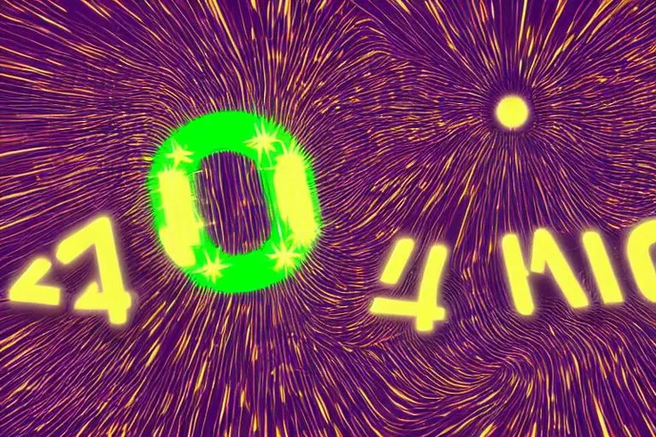 hamsters holding a sign board "404" in cyberspace, glowing rays from center of image