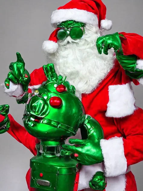 green angry santa robot