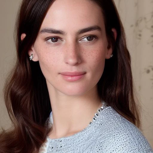 Main subject: A close-up portrait of a French girl , The subject has a fair complexion with subtle details like freckles/wrinkles/blemishes for added realism. They are dressed in gucci which complements their personality. The expression on their face is excited, and they are looking directly into the camera, high detail, high realistic
