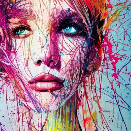 lineart| vibrant| comprehensive cinematic| Carne Griffiths| Conrad Roset