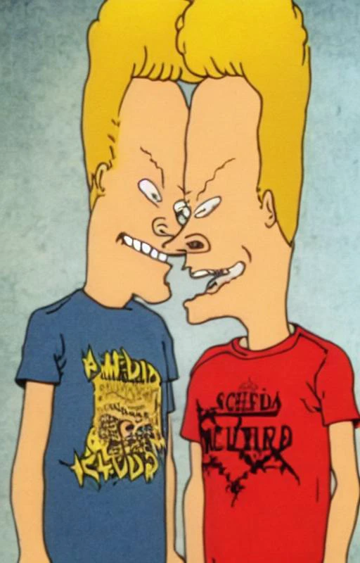 Beavis, pompadour blonde, stupid smile, stupid dumbass, Metallica shirt, (best quality), <lora:add_detail:1>, <lora:Beavis_and_Butthead-000014:1>