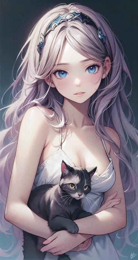 (style of Agnes Cecile:1.3), a cat, fantasy creature, best quality, masterpiece, ultra high res, intricate details, illustration, painting, watercolor, <lora:garden:1>