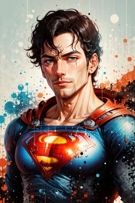 Superman Portrait , ((blue)) background ,Sy3,