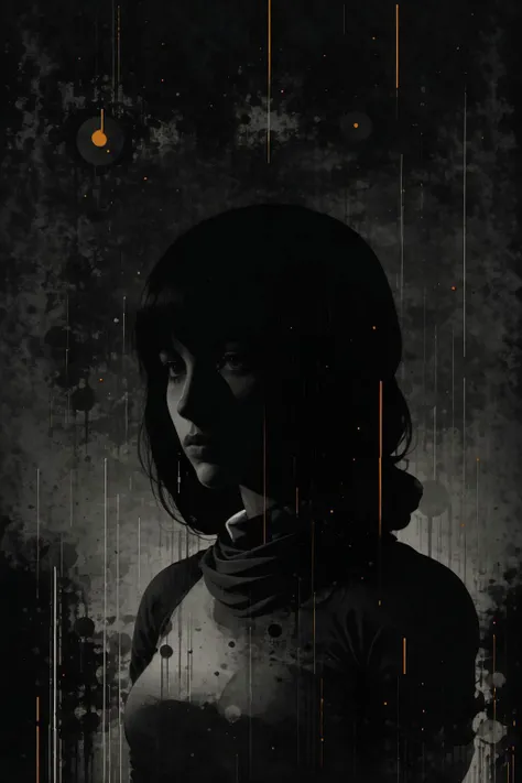 in the style of sy3, moody modern Photograph of a italian woman is stargazing in thoughts with background outside at night, Moody Light, Greyscale, <lora:Sy3:1.15>
