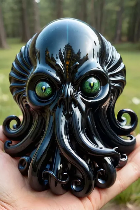 cute cthulhu with indescribable terror made of ObsidianGlass, intricate details, whimsical, magical, best quality, masterpiece, realism, hyper realistic <lora:ObsidianGlass:0.8>