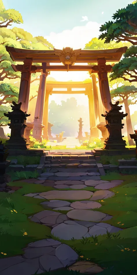<lora:game dipan_20231028105647:0.9>, 
scenery, tree, outdoors, nature, forest, sunlight, torii, stairs, dappled sunlight, light rays, multiple torii, solo, lantern, 1girl, no humans, day, sunbeam