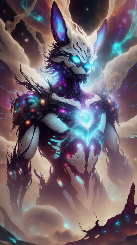 <lora:ScienceDNAStyle:1>ScienceDNAStyle Style-GravityMagic, solo, upper body, looking at viewer, detailed background, detailed face, (<lora:WebbedTech:0.6>, fuzzy organic webs, webbedtech theme:1.1) (glowing eyes:1.05), dimensional sorcerer, zodiac, at peace, scorpio, symbolism, astral power, galaxies, glow, bloom, symmetry, backlighting, cosmic space background, otherworldly esoteric atmosphere,, (Masterpiece:1.3) (best quality:1.2) (high quality:1.1)
