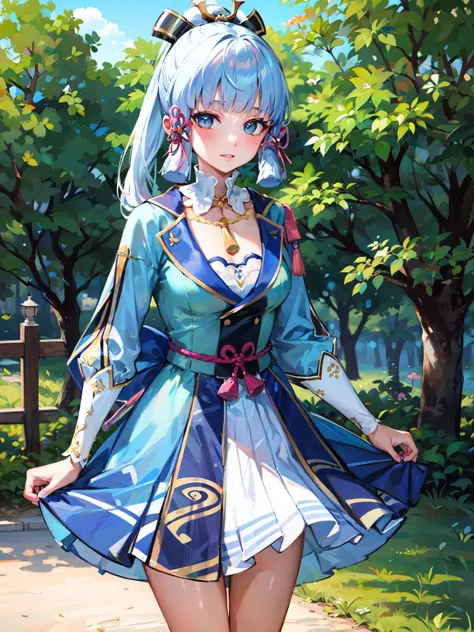 masterpiece, best quality, solo, cowboy shot, kamisatoayakarnd, outdoors, standing, <lora:kamisatoayaka1:1>