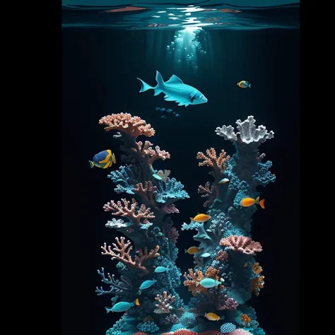 INIT_PROMPT An underwater world with vibrant coral reefs and schools of colorful fish. The artistic style is pop art, with bold and bright colors and graphic shapes. The light setting is filtered through the water, creating a surreal and dreamy effect. The mood of the image is energetic and lively, capturing the movement and vitality of the underwater environment. C++ARAVAGGIO_endprompt