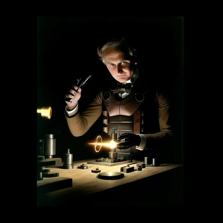 INIT_PROMPT A photo of Charles Babbage building a robot by Philippe Halsman, setting in an engineer workshop, canon lens, shot on dslr 64 megapixels sharp focus, vintage photography, Victorian colorised. C++ARAVAGGIO_EMB_endprompt