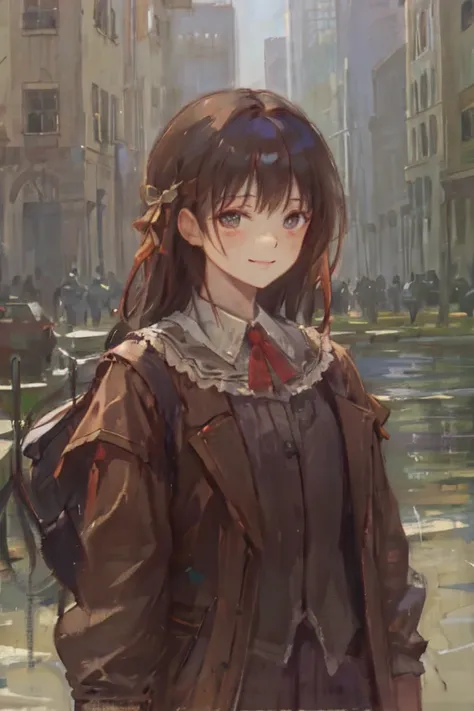 masterpiece, best quality, 1girl, upper body, sad smile,