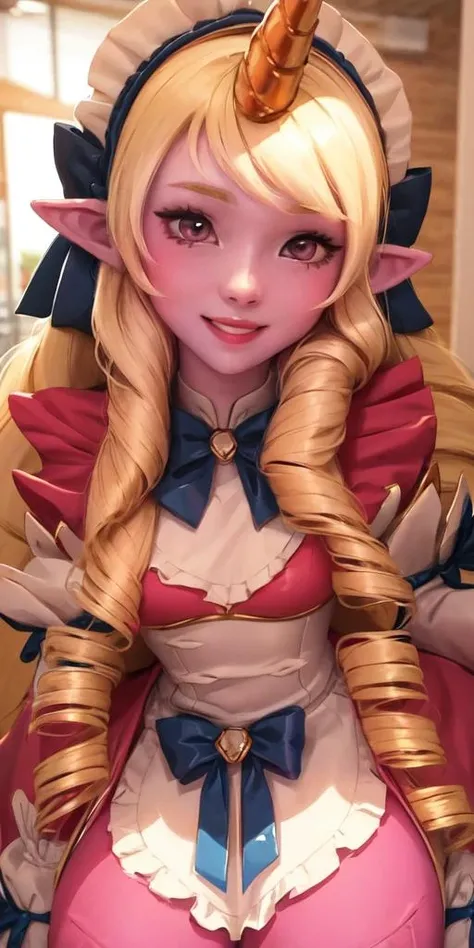 detailed caf background, masterpiece, best quality, Cafe_Cuties_Soraka, (purple_skin), smile, (half-body angle),
<lora:Cafe_Cuties_Soraka-15:1>