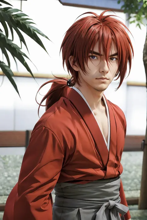 SamuraiXQuiron man,
solo, long hair, 1boy, ponytail, , male focus, red hair, japanese clothes,scar, katana, sheath, hakama, samurai, close-up, eye focus, orange hair,
<lora:quiron_SamuraiX_v1_Lora:0.77>