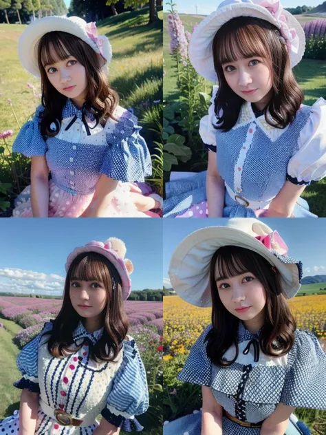 photorealistic,realistic, solo, photorealistic, best quality, ultra high res,
round hat with ribbon, short curly blonde hair, big blue eyes, wearing a pink polka dot dress, sitting in a field of wildflowers,
beautiful, masterpiece, best quality, extremely detailed face, perfect lighting, close up photo,
best quality, ultra high res, photorealistic,
ultra detailed,
masterpiece, best quality,
<lora:egoYChanV2LyCORIS:1>