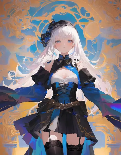 chinadress,standing,medium_breasts,white_thighhighs, {best quality}, {{masterpiece}}, {highres}, {an extremely delicate and beautiful}, original, extremely detailed wallpaper,1girl,{COLORFUL},{VIVID COLORS},{VIVID},{flat color}