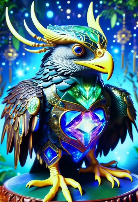 hyper detailed masterpiece, dynamic realistic digital art, awesome quality, DonMMy51ic4lXL fusion of harpy eagle,Nargacuga,hantu ulta sutra,glass frog,armadillo  <lora:DonMMy51ic4lXL-000006:0.8>