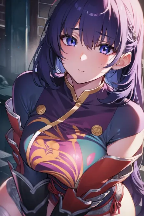 maorixia, <lyco:maorixia-lyco-nochekaiser:1>,
mao rixia, blue eyes, purple hair,
BREAK chinese clothes, gauntlets, mary janes, thighhighs,
BREAK looking at viewer,
BREAK outdoors,
BREAK <lora:GoodHands-vanilla:1>, (masterpiece:1.2), best quality, high resolution, unity 8k wallpaper, (illustration:0.8), (beautiful detailed eyes:1.6), extremely detailed face, perfect lighting, extremely detailed CG, (perfect hands, perfect anatomy),