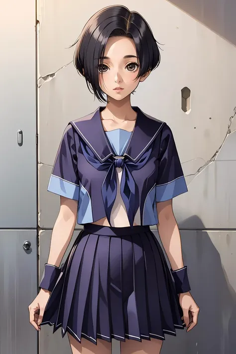 (masterpiece, best quality), 1girl,   <lora:kobayakawa_rinko_v1:0.8> aarinko, short hair, black hair, bob cut, serafuku, sailor collar, blue neckerchief, white shirt, short sleeves, pleated skirt, blue skirt, aarinko, short hair, black hair, bob cut, serafuku, blue shirt, long sleeves, sailor collar, white neckerchief, pleated skirt, blue skirt