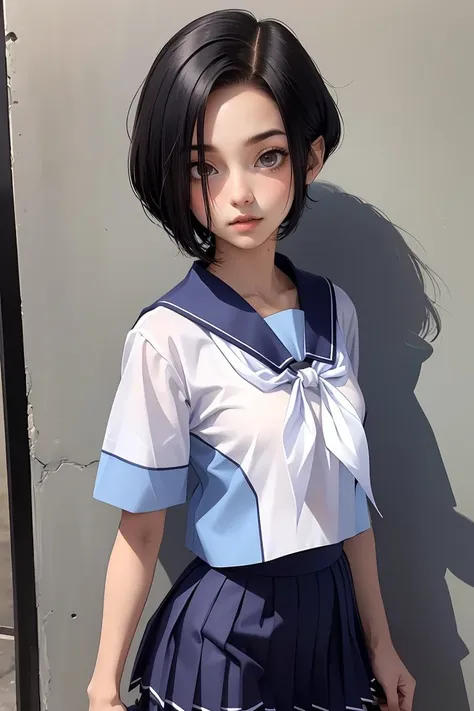 (masterpiece, best quality), 1girl,   <lora:kobayakawa_rinko_v1:0.8> aarinko, short hair, black hair, bob cut, serafuku, sailor collar, blue neckerchief, white shirt, short sleeves, pleated skirt, blue skirt, aarinko, short hair, black hair, bob cut, serafuku, blue shirt, long sleeves, sailor collar, white neckerchief, pleated skirt, blue skirt