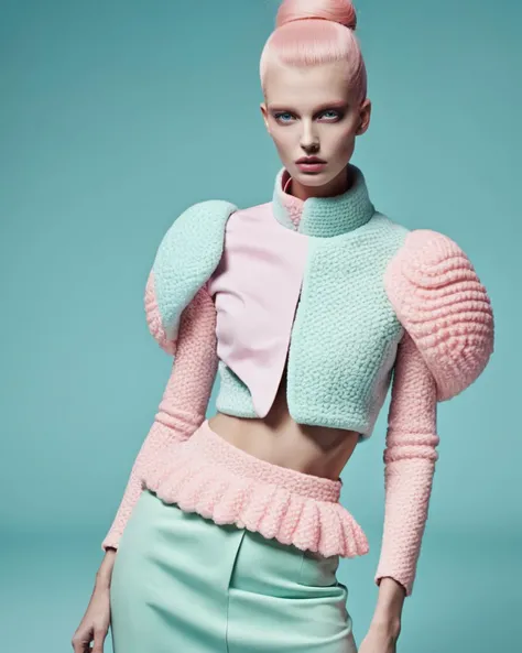 weird fashion, by Tetyana Ramus, by ric Tibusch, by Fam Irvoll , fashion photography , pastel colors, <lora:weird_fashion:1.0>