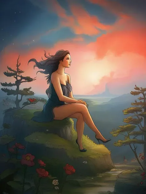 masterpiece,best quality,landscape,illustration,style of Eve Berthelette,<lora:tbh111-sdxl:1>,