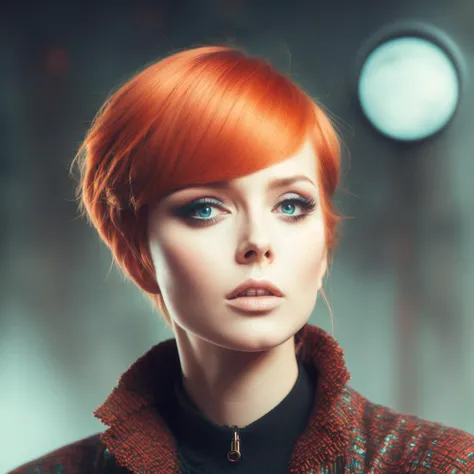 close-up photo of (SeventhHeaven:1) Charming Red Haired, conversation looking off screen, style by HyperDrive
