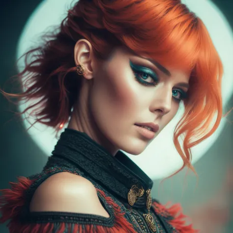 close-up photo of (SeventhHeaven:1) Charming Red Haired, conversation looking off screen, style by HyperDrive
