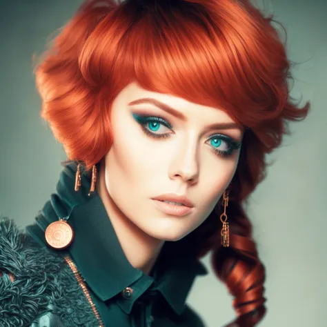 close-up photo of (SeventhHeaven:1) Charming Red Haired, conversation looking off screen, style by HyperDrive