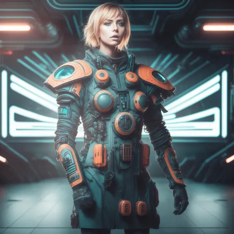 photo of (SeventhHeaven:1) Intimidating Cyber Soldier standing in sci fi Airship Control room, style by HyperDrive
