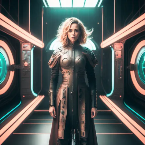 photo of (SeventhHeaven:1) Bionic Angel standing in sci fi engine room, style by HyperDrive
