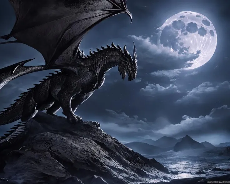 black dragon flying under the moon,
(masterpiece), best quality, highres, 4k, 8k, Detailed Illustration, intricate detail, cinematic lighting, amazing quality, amazing shading, soft lighting <lora:Classic Dragons:0.7>