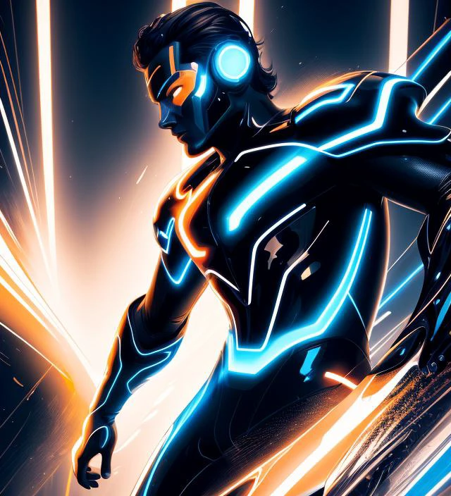 a style, a man,<hypernet:Styltok:0.7> splash art, oil painting, (gloss), tron style, running (detailed skin:1.3), (intricate details), dramatic, ray tracing, <lora:add_sharpness:0.6>