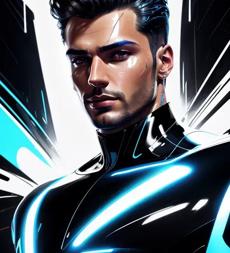 a style, a man,<hypernet:Styltok:0.7> splash art, oil painting, (gloss), tron style,  (detailed skin:1.3), (intricate details), dramatic, ray tracing, <lora:add_sharpness:0.6>