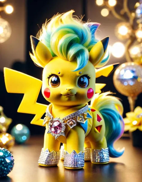 bright LUT, solo mid shot portrait photo of a real life version of pikapoke pikachu pony, made out of ral-bling <lora:ral-ltlpowny-sdxl:0.5> <lora:ral-bling-sdxl:0.3>
