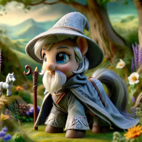 ral-ltlpowny, (Ian McKellen as gandalf:1.3),meadow,realistic,highly detailed,lifelike,studio photo,highly detailed,masterpiece