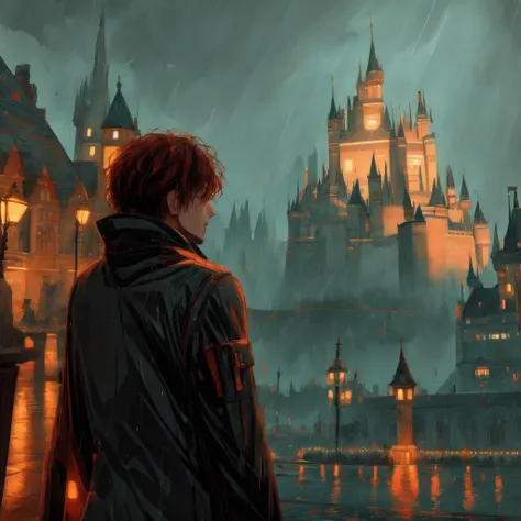 <lora:GraphicNovel:1>a castle at night