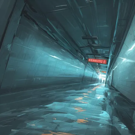 <lora:GraphicNovel:1>a dark subway tunnel