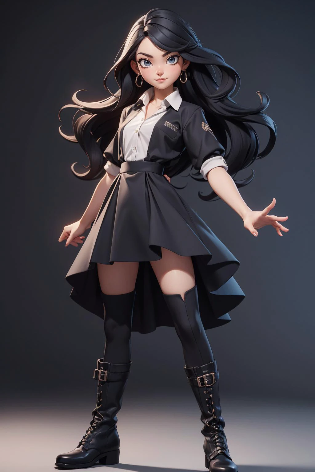3d, a woman in a black dress and a white collared shirt and black boots is posing for a magazine cover, Ayami Kojima, long black hair, a colorized photo, arabesque
masterpiece, best quality, intricate detail
<lora:add_sharpness:1.0><lora:add_sharpness:1.0>