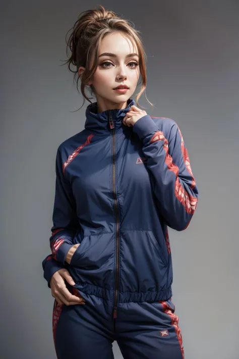 1girl, makeup, beautiful, wearing jogging suit, simple background <lora:add_detail:0.5> <lora:boldline:0.2>