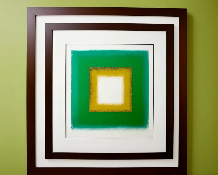 [professional::0.3][intricate:0.3:0.7][digital:0.7]-photography, brown square, green border,<lora:geometrics:0.8>, (modern, abstract painting on a wall, framed:1.2), hotel room art, opulent room, picture-perfect
