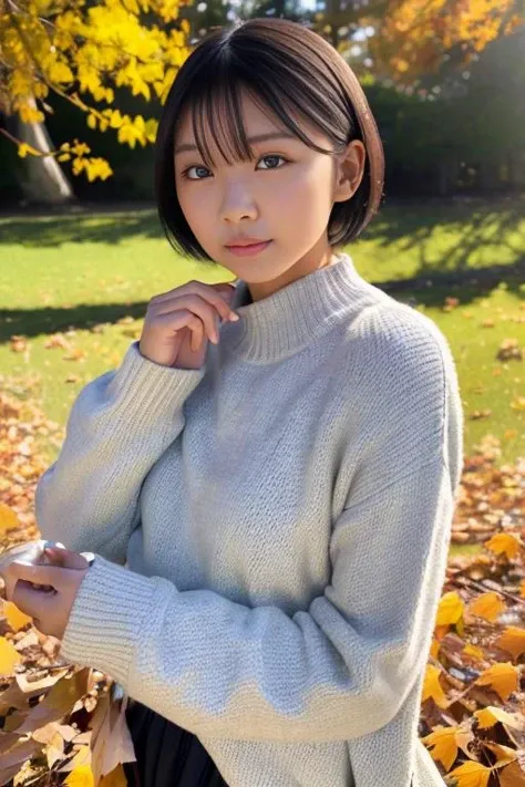 1girl,(wearing an autumn outfit:1.2),(RAW photo, best quality), (realistic, photo-realistic:1.4), masterpiece, an extremely delicate and beautiful, extremely detailed, 2k wallpaper, Amazing, finely detail, extremely detailed CG unity 8k wallpaper, ultra-detailed, highres, soft light, beautiful detailed girl, extremely detailed eyes and face, beautiful detailed nose, beautiful detailed eyes,cinematic lighting,(autumn scenery:1.3),(morning light),perfect anatomy, <lora:yamazakiayumu_lora:0.8>